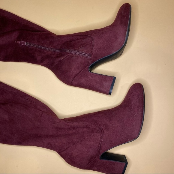 Unisa Burgundy Stilli Suede Over The Knee Boot Size 6 - Picture 6 of 12